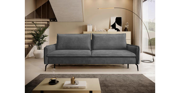 SCHLAFSOFA  mit Liegefunktion, Rücken echt Chenille Graphitfarben  - Schwarz/Graphitfarben, KONVENTIONELL, Textil/Metall (223/89/107cm) - Carryhome