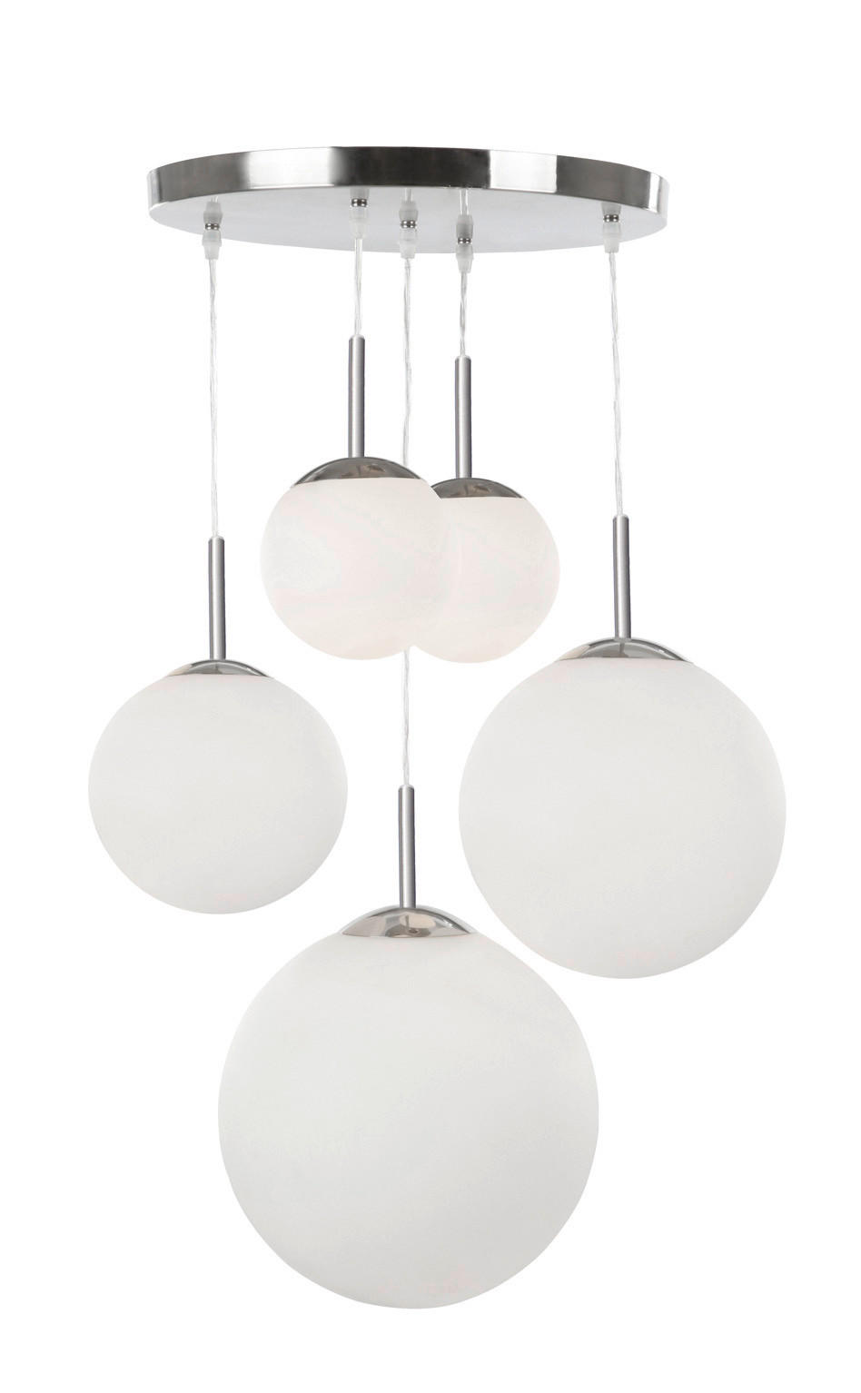ZÁVESNÁ LAMPA, E27/60 W, 50/90 cm - opál/niklová, Konventionell, kov/sklo (50/90cm) - Novel