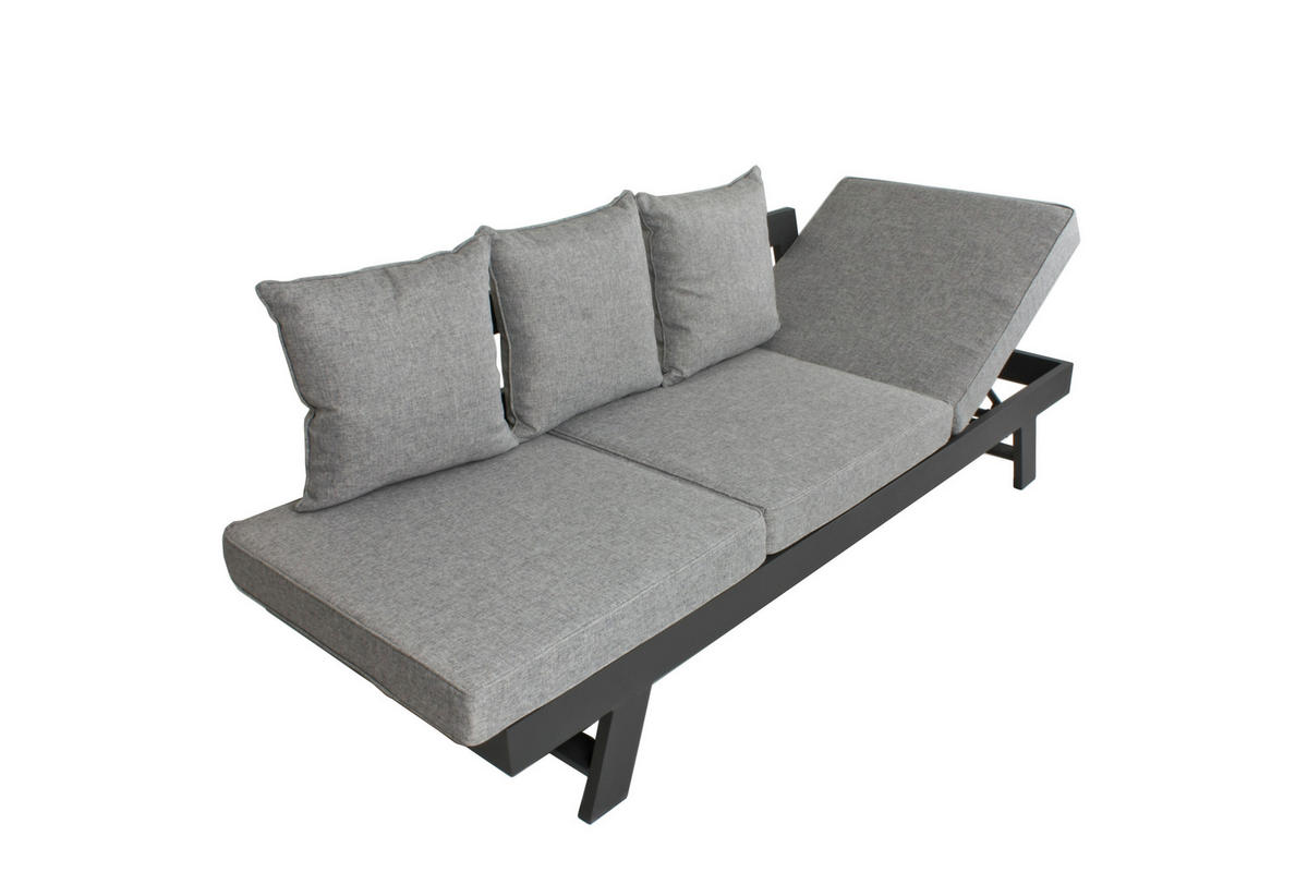 LOUNGEGARNITUR   216/70/74 cm Aluminium  - Schwarz/Grau, Basics, Kunststoff/Textil (216/70/74cm) - Gardenson