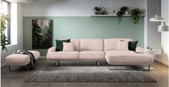 ECKSOFA in Webstoff Rosa  - Rosa, Design, Textil/Metall (304/184cm) - Dieter Knoll