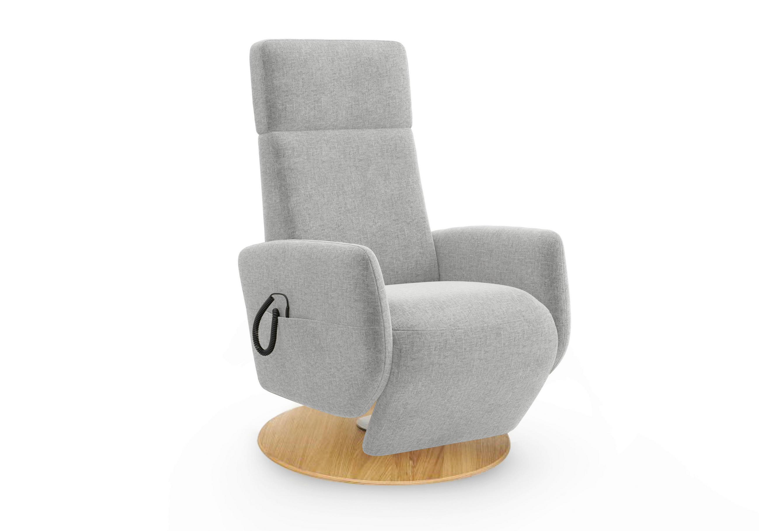 RELAXSESSEL Flachgewebe Aufstehhilfe    - Eichefarben/Hellgrau, KONVENTIONELL, Holz/Textil (71/110/82cm) - Sit & More