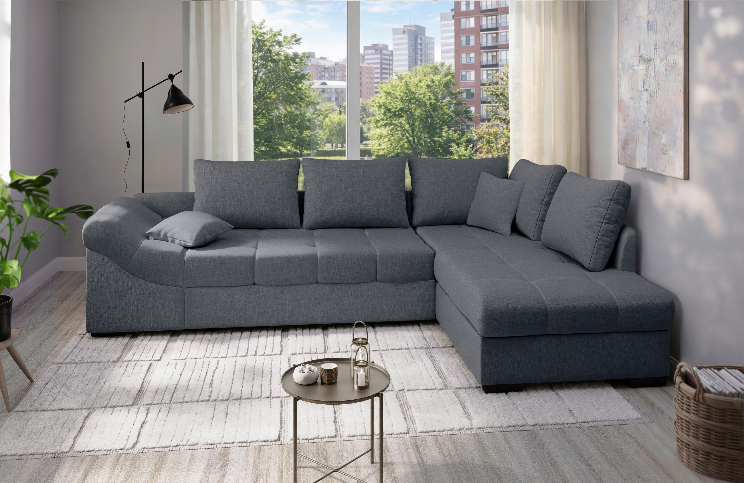 P & B Eckschlafsofa Alvito Anthrazit 298x202 cm