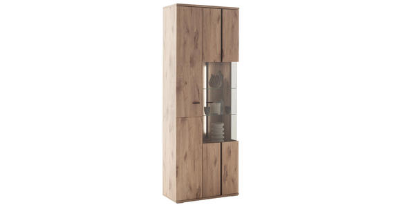 VITRINE in Anthrazit, Eichefarben - Eichefarben/Anthrazit, KONVENTIONELL, Glas/Holzwerkstoff (75/207/38cm) - Cantus