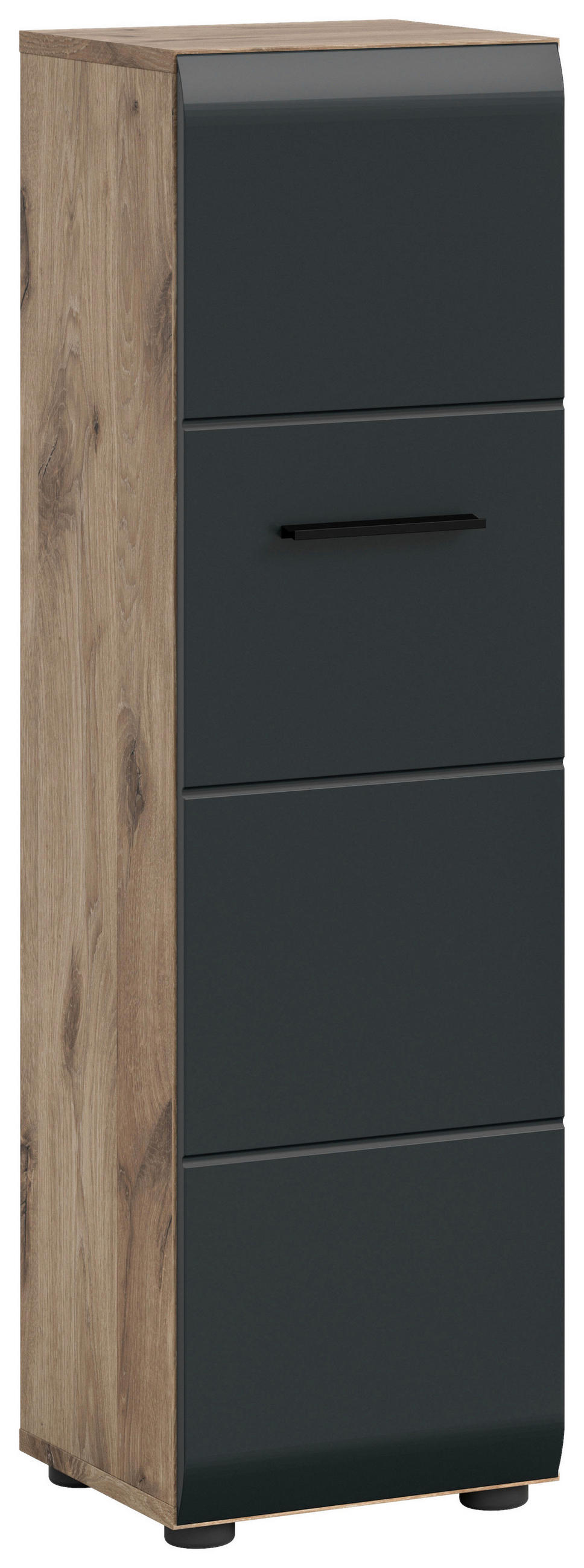 MIDISCHRANK 30/106/30 cm  - Eiche dunkel/Schwarz, Basics, Holzwerkstoff/Kunststoff (30/106/30cm) - MID.YOU