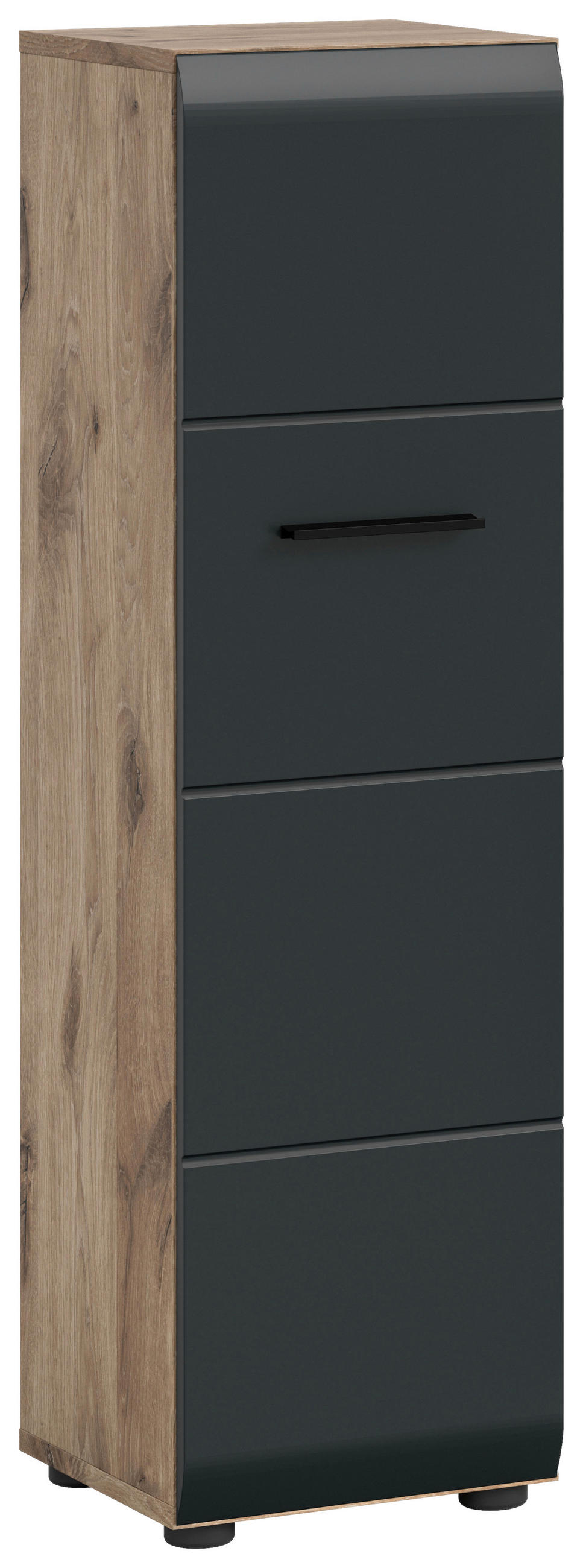 MIDISCHRANK 30/106/30 cm  - Eiche dunkel/Schwarz, Basics, Holzwerkstoff/Kunststoff (30/106/30cm) - MID.YOU