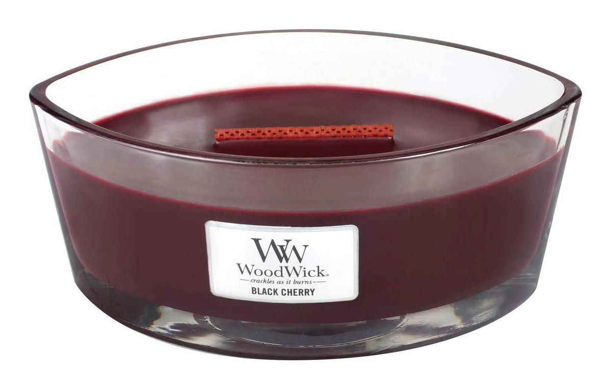 DIŠEČA SVEČA - vinsko rdeča, Basics, steklo/les (12/9/19cm) - WoodWick