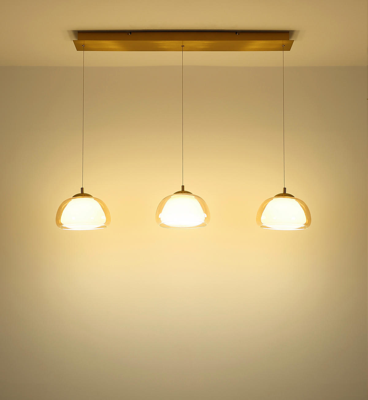 LED-HÄNGELEUCHTE 117/25/150 cm  - Transparent/Goldfarben, Design, Glas/Kunststoff (117/25/150cm) - Globo