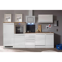 KÜCHENBLOCK 290 cm   in Weiß, Eichefarben  - Wildeiche/Edelstahlfarben, Basics, Holzwerkstoff/Kunststoff (290cm) - Respekta