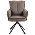 ARMLEHNSTUHL  Stoffauswahl, Sitzfläche 180° drehbar Cord  - Taupe/Schwarz, Design, Textil/Metall (62/95/67cm) - Novel