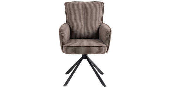 ARMLEHNSTUHL  Stoffauswahl, Sitzfläche 180° drehbar Cord  - Taupe/Schwarz, Design, Textil/Metall (62/95/67cm) - Novel
