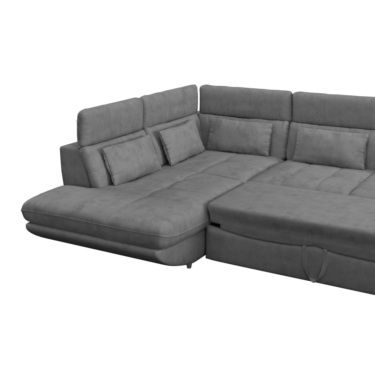 WOHNLANDSCHAFT in Mikrofaser Dunkelgrau  - Dunkelgrau/Schwarz, Modern, Kunststoff/Textil (311/233cm) - MID.YOU
