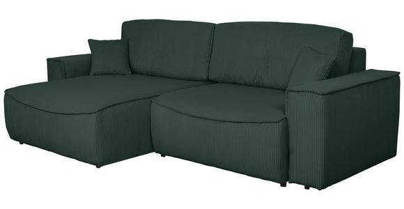ECKSOFA Dunkelgrün Cord  - Dunkelgrün/Schwarz, KONVENTIONELL, Kunststoff/Textil (148/265cm) - Carryhome