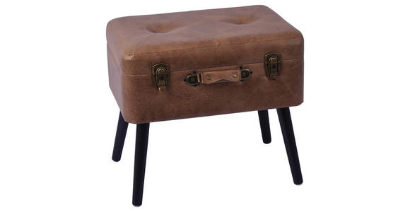 HOCKER Lederlook, Mikrofaser Braun - Schwarz/Braun, LIFESTYLE, Textil (50/45/35cm) - Xora