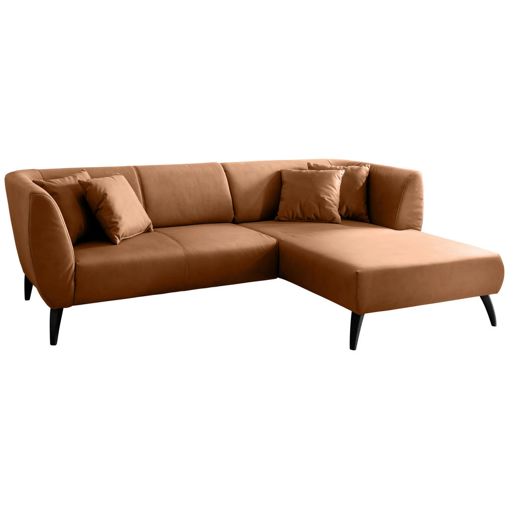 Thumbnail - Livetastic Ecksofa, Cognac, Textil, Buche, Uni, 4-Sitzer, Füllung: Schaumstoff, Ottomane rechts, L-Form, 264x160 cm, Mad...