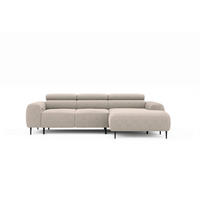 ECKSOFA Beige Struktur Rücken echt, Kopfteilverstellung, Sitztiefenverstellung  - Beige/Schwarz, MODERN, Textil/Metall (274/179cm) - Welnova