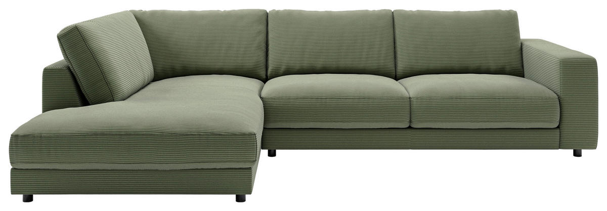 ECKSOFA in Cord Grün  - Schwarz/Grün, Design, Kunststoff/Textil (224/325cm) - Pure Home Lifestyle