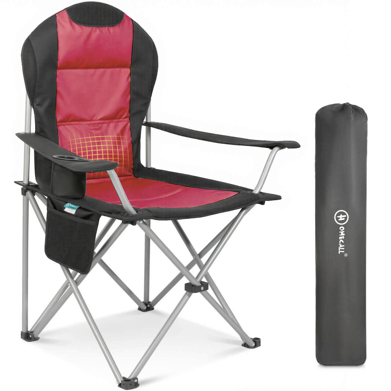 CAMPINGSESSEL - Rot/Schwarz, Basics, Textil/Metall (55/108/55cm) - Modante