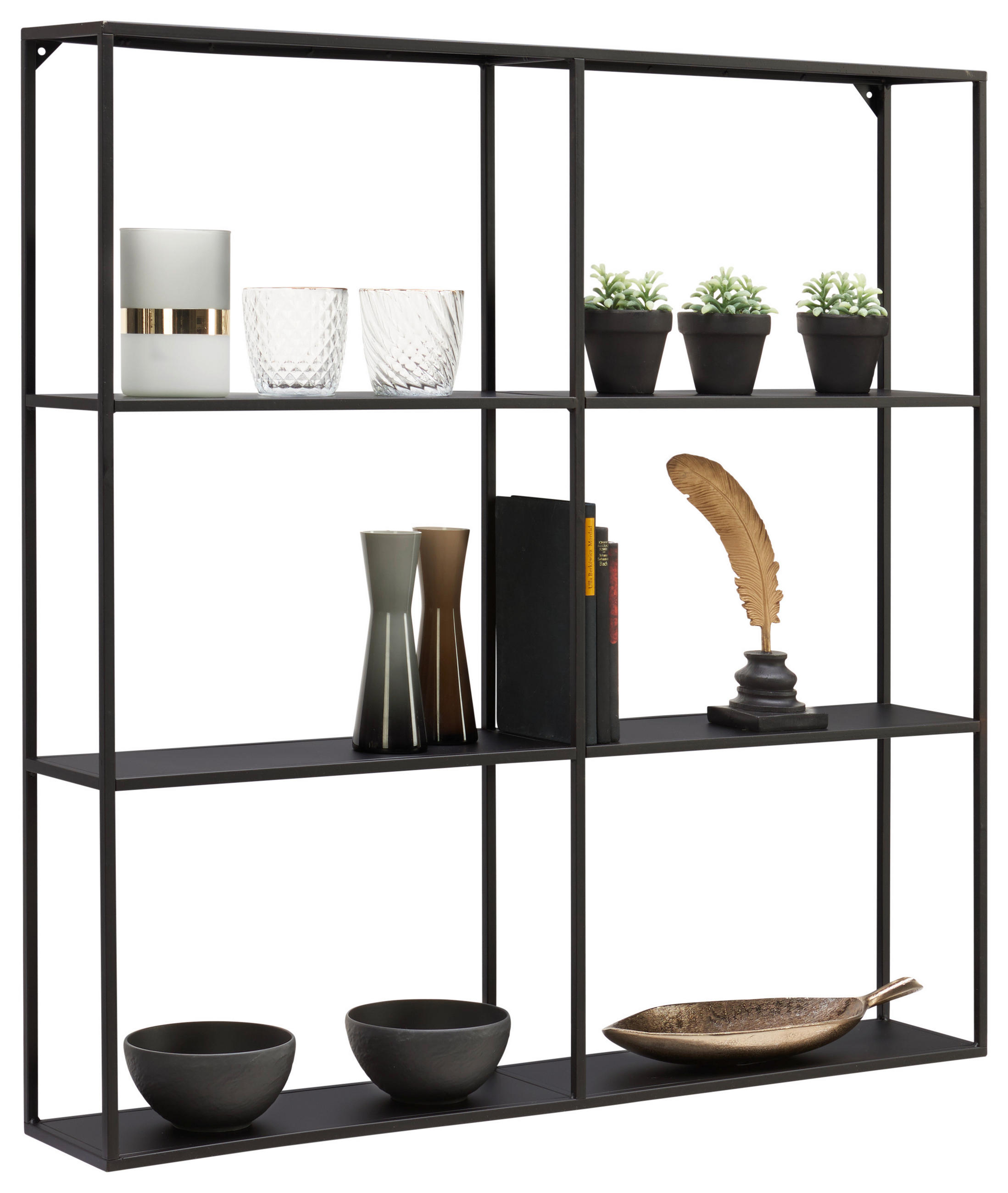 WANDREGAL 90/90/15 cm  - Schwarz, Trend, Metall (90/90/15cm) - Landscape