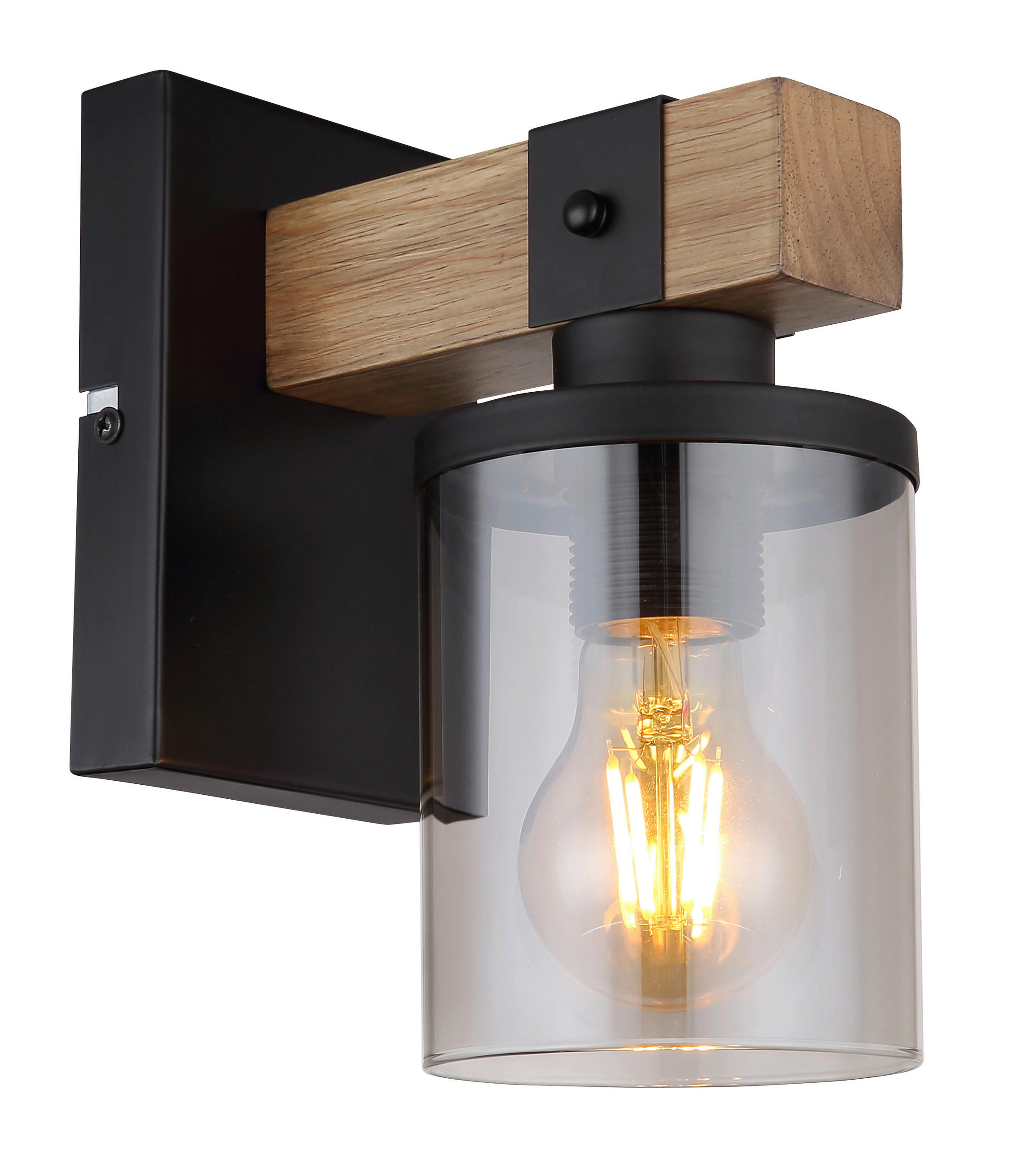 WANDLEUCHTE Lila 10/17/22,5 cm   - Dunkelbraun/Schwarz, Natur, Glas/Holz (10/17/22,5cm) - Globo