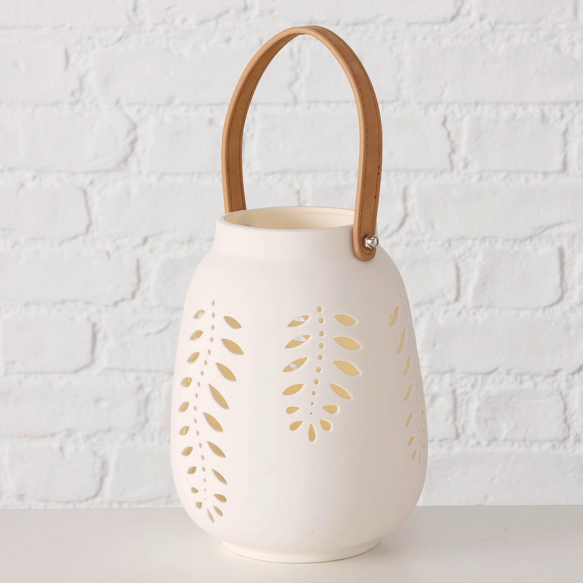 WINDLICHT - Weiss/Braun, Basics, Keramik (12/16cm) - Ambia Home