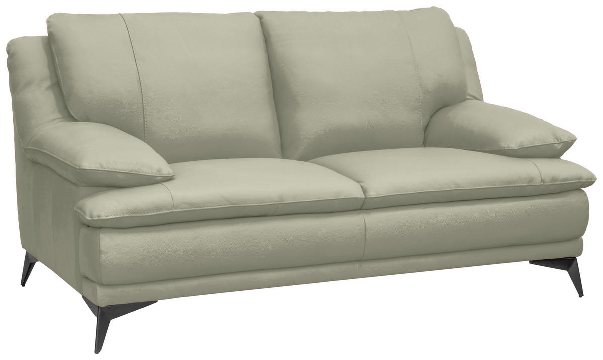 2-SITZER-SOFA Taupe Echtleder  - Taupe/Schwarz, Design, Leder/Metall (178/92/98cm) - Novel
