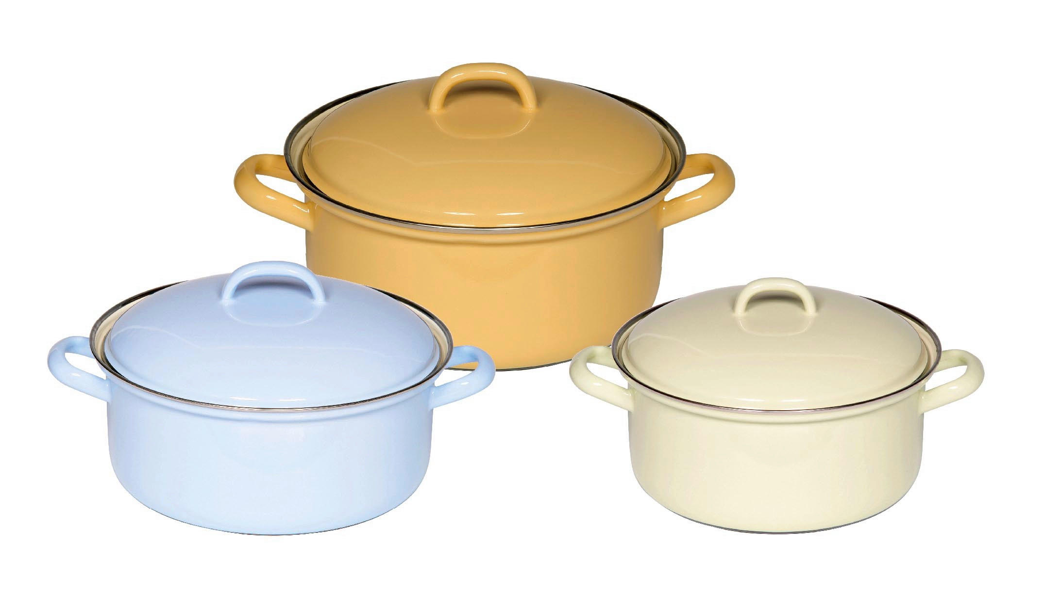 KOCHTOPFSET Bunt/Pastell 3-teilig  - Blau/Gelb, Basics, Metall (38/28,5/28cm) - Riess
