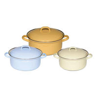 KOCHTOPFSET Bunt/Pastell 3-teilig  - Blau/Gelb, Basics, Metall (38/28,5/28cm) - Riess