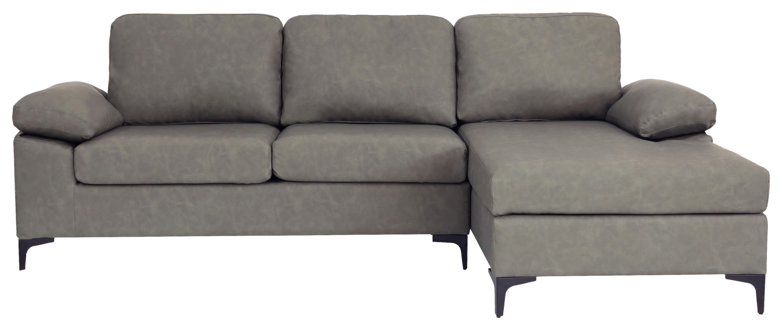 KUTNA GARNITURA tekstil  siva   - siva/crna, Konvencionalno, tekstil/metal (262/135cm) - MID.YOU