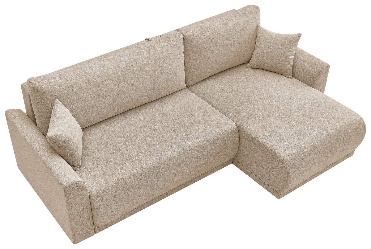 ECKSOFA KIMMY Beige Flachgewebe Zierkissen, Rückenkissen, Bettkasten  - Beige/Schwarz, Design, Kunststoff/Textil (233/146cm) - P & B