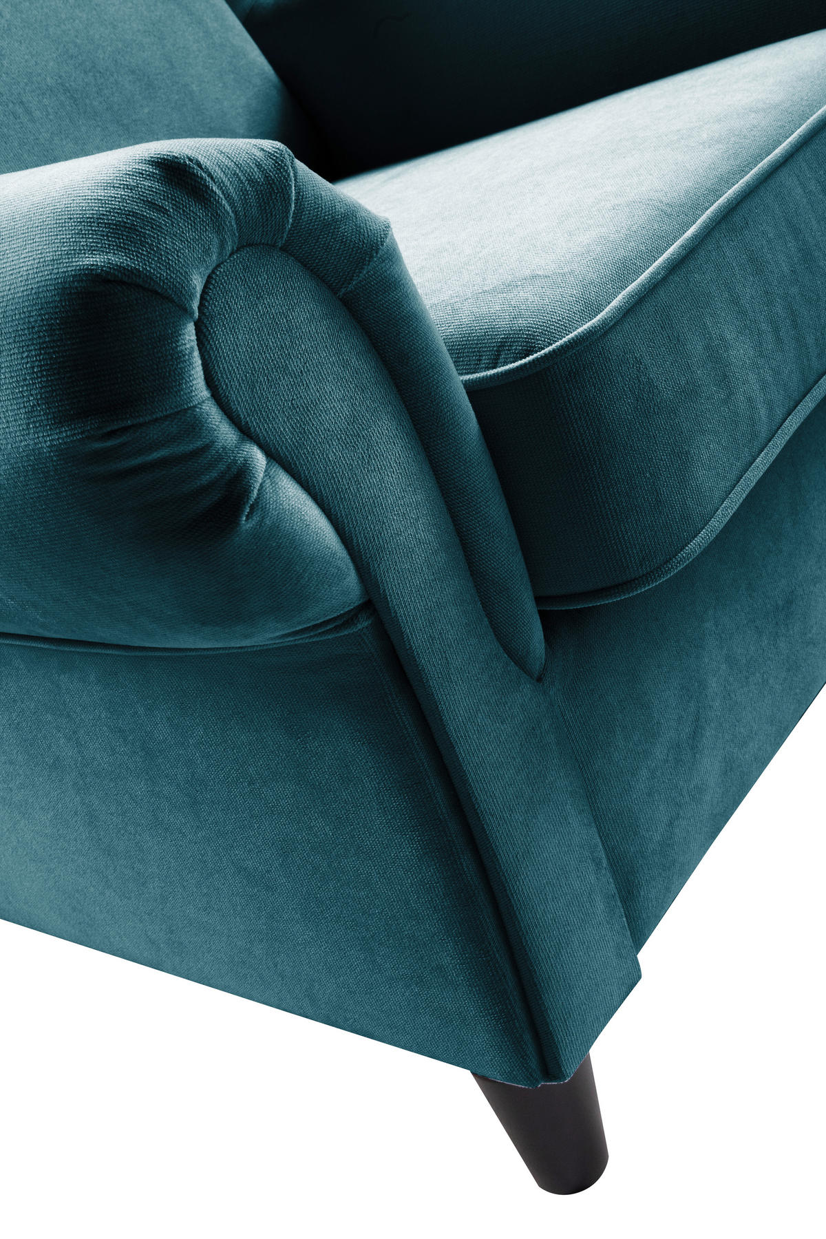 OHRENSESSEL in Plüsch Petrol  - Petrol/Schwarz, Design, Holz/Textil (94/112/92cm) - MID.YOU