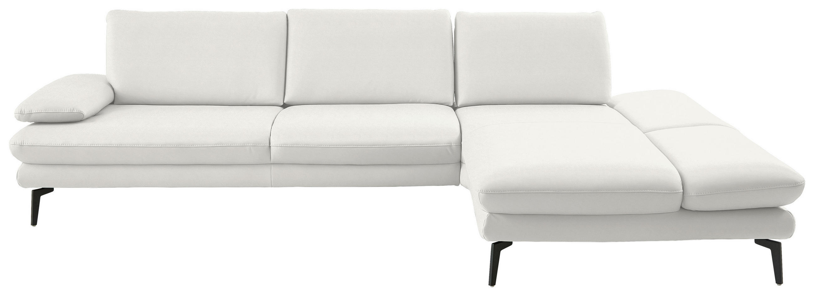 ECKSOFA in Echtleder Weiss  - Weiss/Schwarz, Design, Leder/Metall (308/195cm) - Dieter Knoll