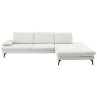 ECKSOFA in Echtleder Weiss  - Weiss/Schwarz, Design, Leder/Metall (308/195cm) - Dieter Knoll
