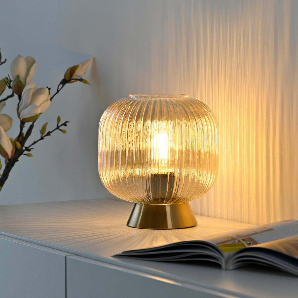 LED-TISCHLEUCHTE SW NAMI 20/20/22 cm   - Sandfarben, KONVENTIONELL, Glas/Kunststoff (20/20/22cm) - Schöner Wohnen
