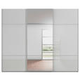 SCHWEBETÜRENSCHRANK 271/223/68 cm 3-türig Grau, Weiß  - Alufarben/Weiß, KONVENTIONELL, Glas/Holzwerkstoff (271/223/68cm) - Novel