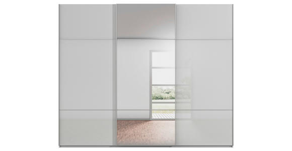 SCHWEBETÜRENSCHRANK 271/223/68 cm 3-türig Grau, Weiß - Alufarben/Weiß, KONVENTIONELL, Glas/Holzwerkstoff (271/223/68cm) - Novel