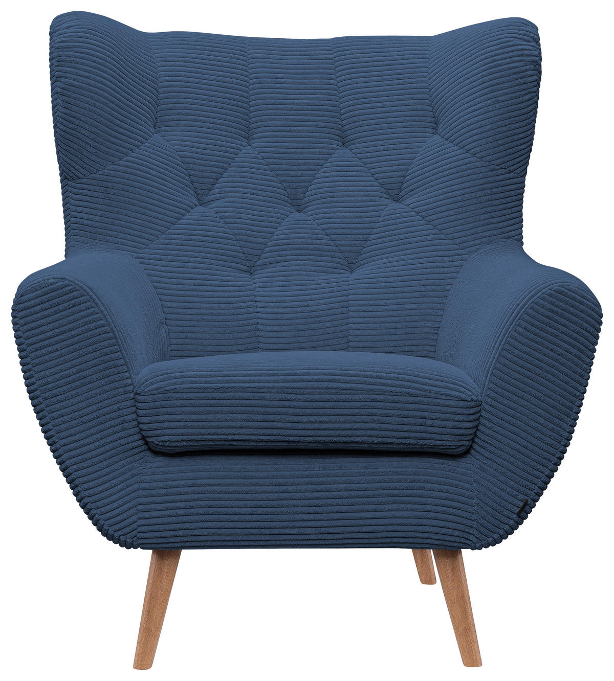 SESSEL in Cord Blau  - Blau/Eichefarben, Design, Holz/Textil (87/101/95cm) - Stylife