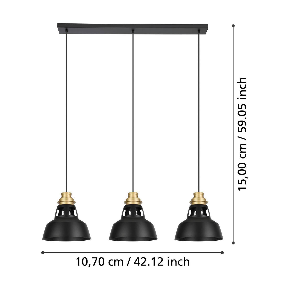 HÄNGELEUCHTE 107/24/150 cm  - Goldfarben/Schwarz, Basics, Metall (107/24/150cm) - Eglo