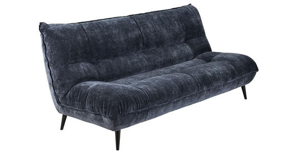 3-SITZER-SOFA in Mikrofaser Dunkelblau  - Schwarz/Dunkelblau, KONVENTIONELL, Textil/Metall (230/100/101cm) - Hom`in