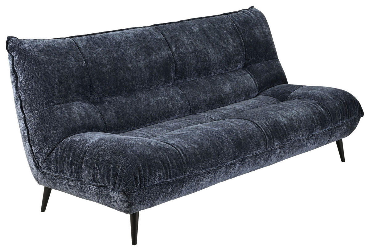 3-SITZER-SOFA in Mikrofaser Dunkelblau  - Schwarz/Dunkelblau, Konventionell, Textil/Metall (230/100/101cm) - MID.YOU