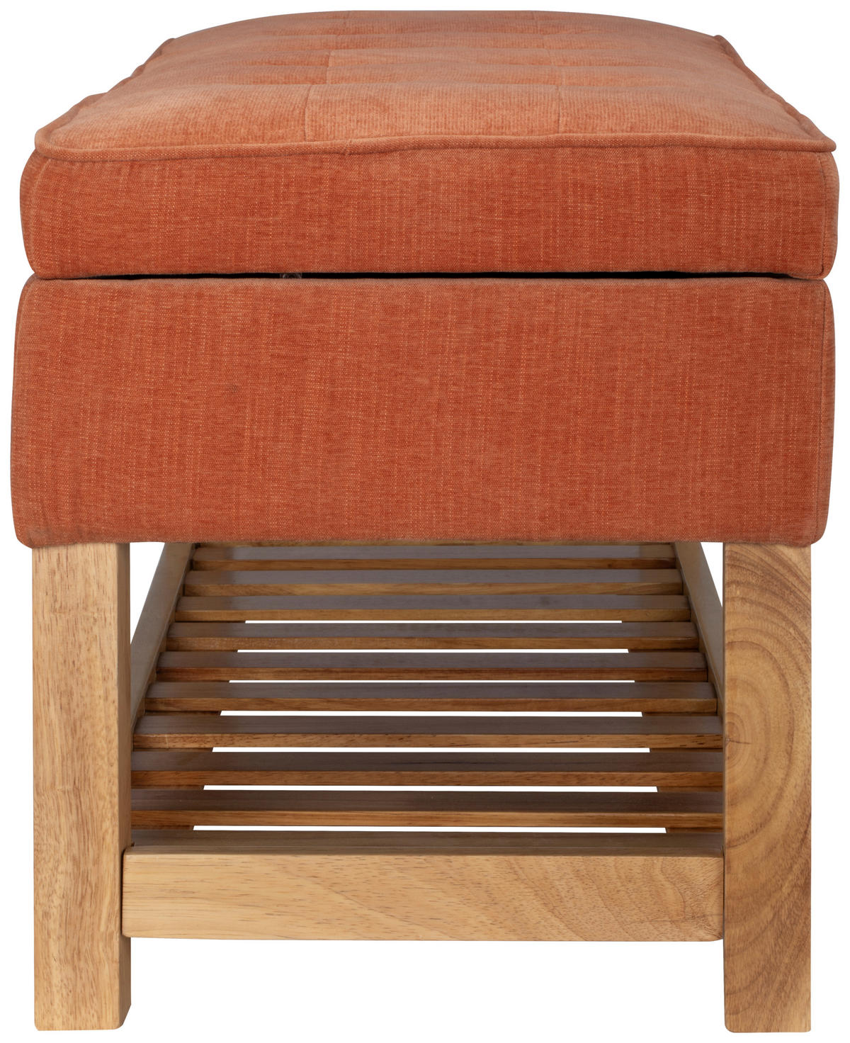 HOCKERBANK 110/49/43 cm Webstoff Orange, Naturfarben Kiefer, Kautschukholz massiv, Sperrholz  - Naturfarben/Orange, Design, Holz/Textil (110/49/43cm) - MID.YOU