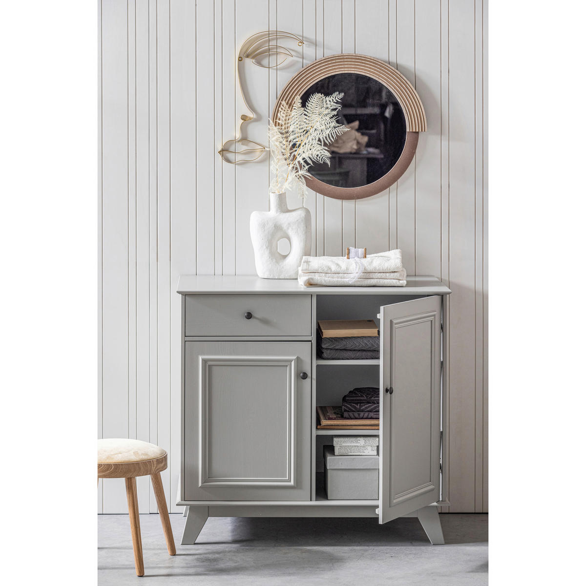 KOMMODE Lily, 98/93/55 cm, 1 Schublade(n)  - Schwarz/Grau, Design, Holz/Metall (98/93/55cm) - Livetastic