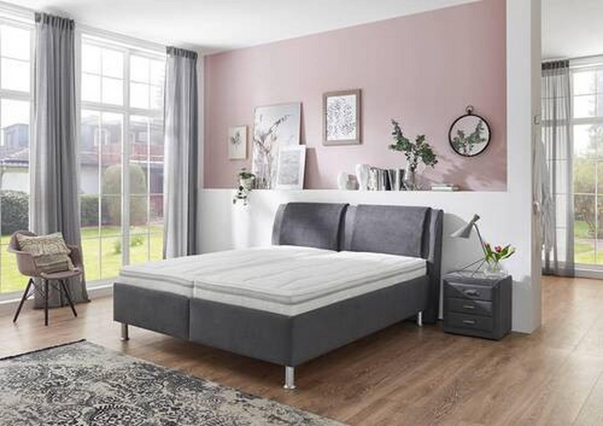 POLSTERBETT 180/200 cm  in Anthrazit, Grau  - Weiss/Anthrazit, Konventionell, Holz/Holzwerkstoff (180/200cm) - Beldomo - Sleep