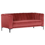 SOFA in Samt Rot  - Rot/Schwarz, Trend, Textil/Metall (180/76/87cm) - Ambia Home