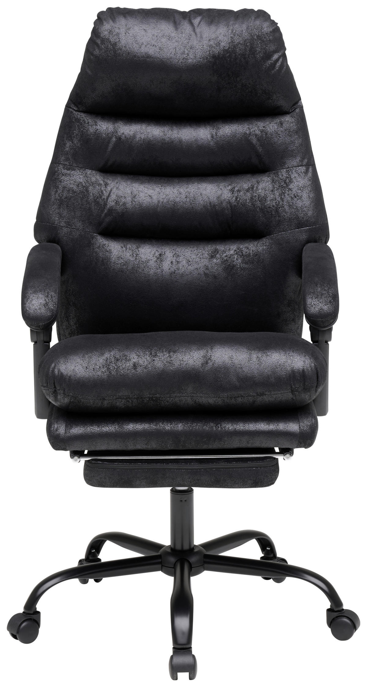 CHEFSESSEL Mikrofaser Schwarz  - Schwarz, Modern, Kunststoff/Textil (64/114/122/72cm) - MID.YOU