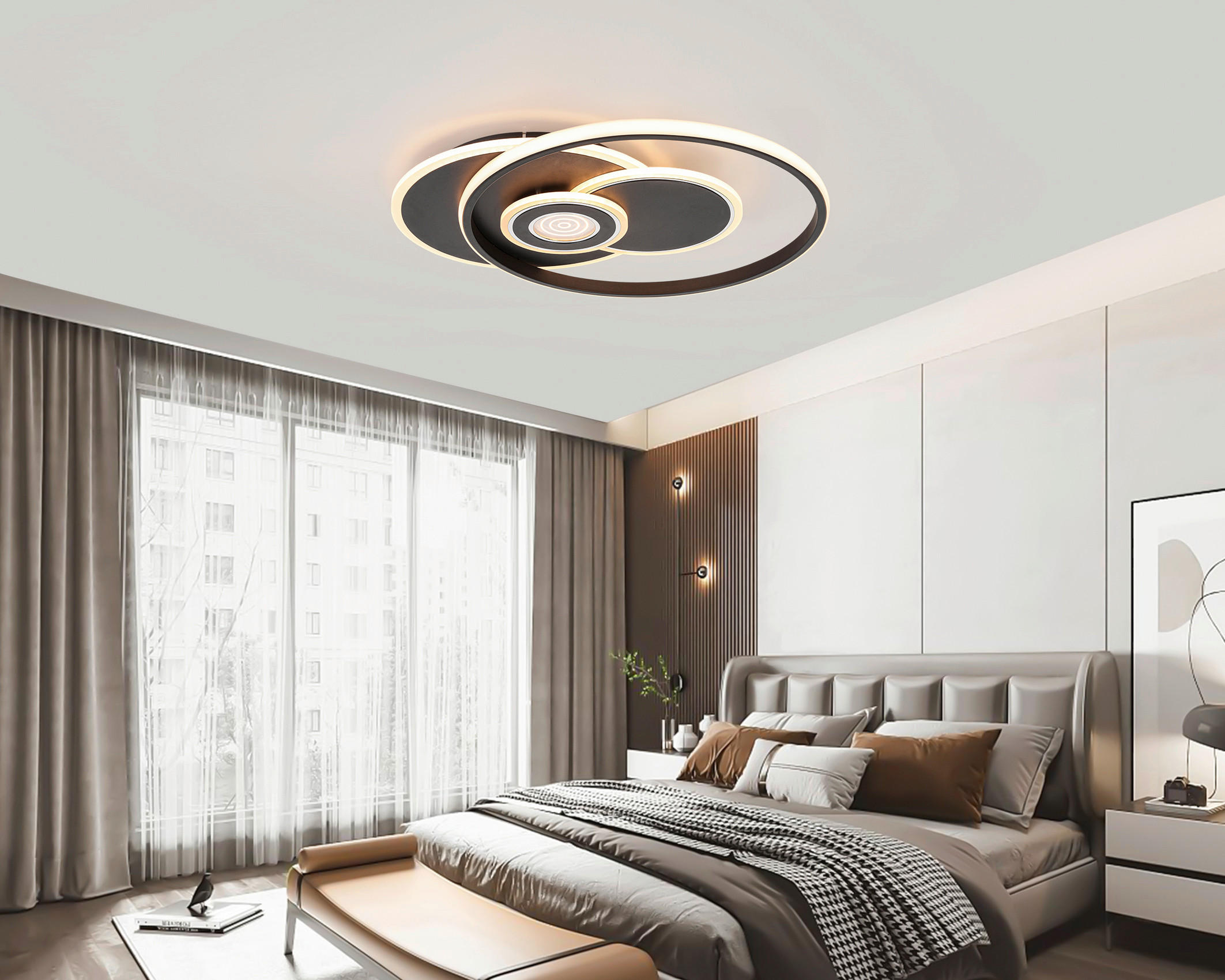 LED-DECKENLEUCHTE Lino Smart 54,5/46/6 cm - Chromfarben/Schwarz, Design, Kunststoff/Metall (54,5/46/6cm) - Novel