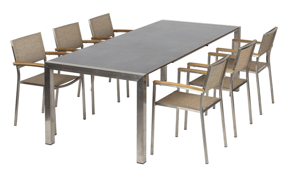 GARTENSET 7-teilig  - Edelstahlfarben/Anthrazit, MODERN, Kunststoff/Metall - Acamp
