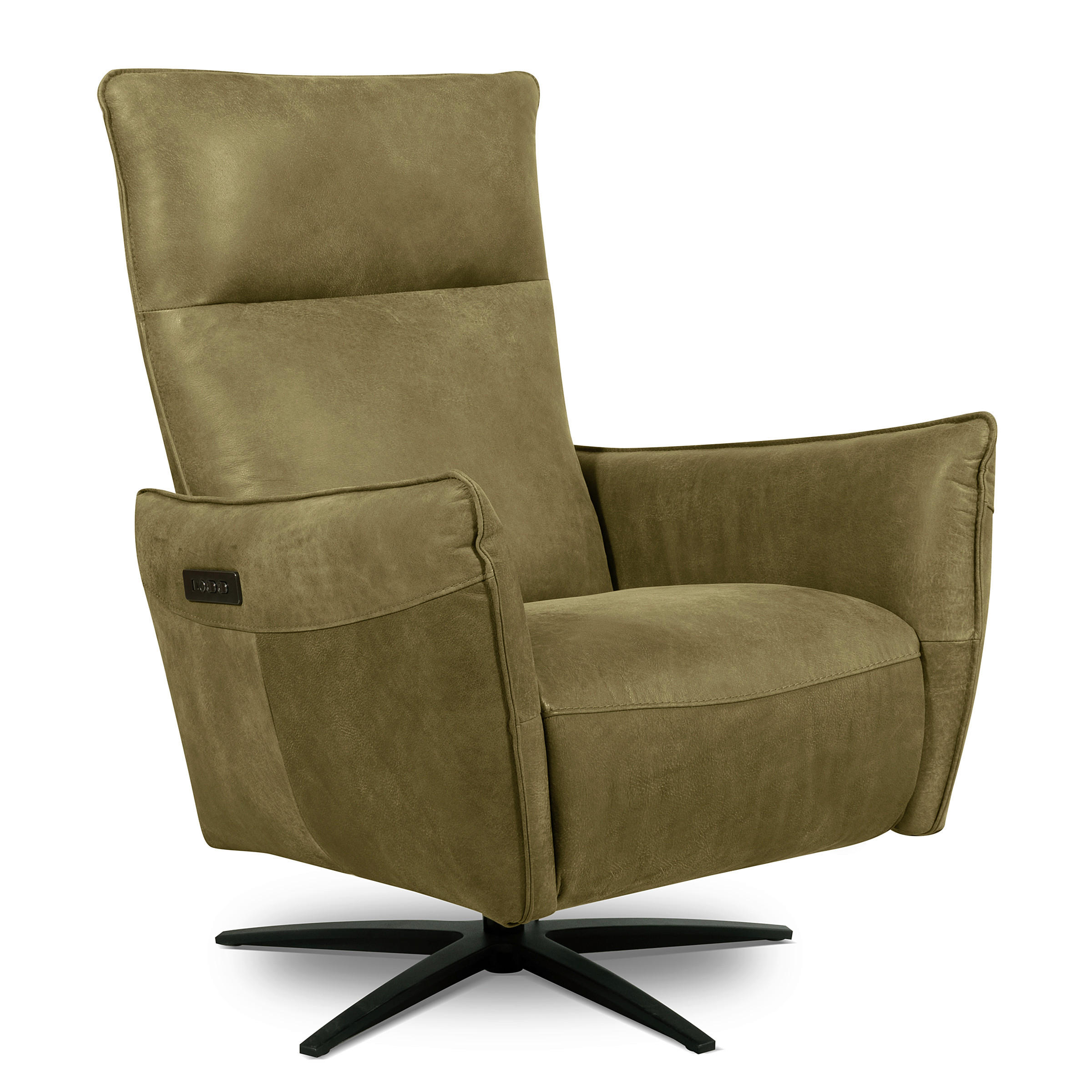RELAXSESSEL Leder Olivgrün  - Schwarz/Olivgrün, Design, Leder/Metall (77/107/88cm) - Livetastic