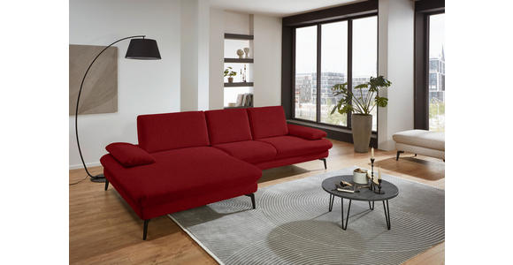 ECKSOFA in Chenille, Mikrofaser Bordeaux  157/299 cm  - Bordeaux/Schwarz, Design, Textil/Metall (157/299cm) - Dieter Knoll
