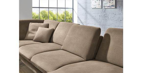 WOHNLANDSCHAFT in Velours Hellbraun - Hellbraun/Schwarz, Design, Textil/Metall (208/344/180cm) - Dieter Knoll