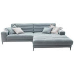 ECKSOFA in Flachgewebe Hellblau  296/207 cm  - Schwarz/Hellblau, Design, Textil/Metall (296/207cm) - Dieter Knoll